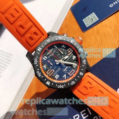 Replica Breitling Endurance Pro Quartz 44mm Watch Black Dial Orange Rubber Strap